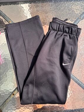 Nike Kids Black Jogger Sweatpants with White Swoosh